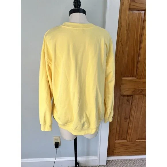 Disney Winnie The Pooh Sweatshirt SZ LG Yellow Crew Neck Pullover Cozy - Picture 2 of 6